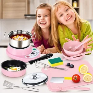 Bộ Đồ Chơi Nhà Bếp 22 Chi Tiết Cho Bé Có Bếp Nấu Thật Mini, Đồ Chơi Nấu Ăn Bé Gái