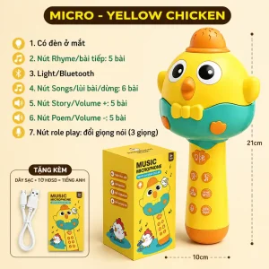 Micro karaoke không dây cho bé màu vàng