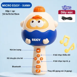 Micro karaoke không dây cho bé màu xanh