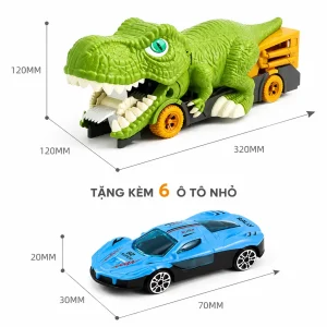 Khủng Long Nuốt Ô Tô Kèm 6 Xe Hợp Kim – Đồ Chơi Biến Hình Đường Đua Cực Vui