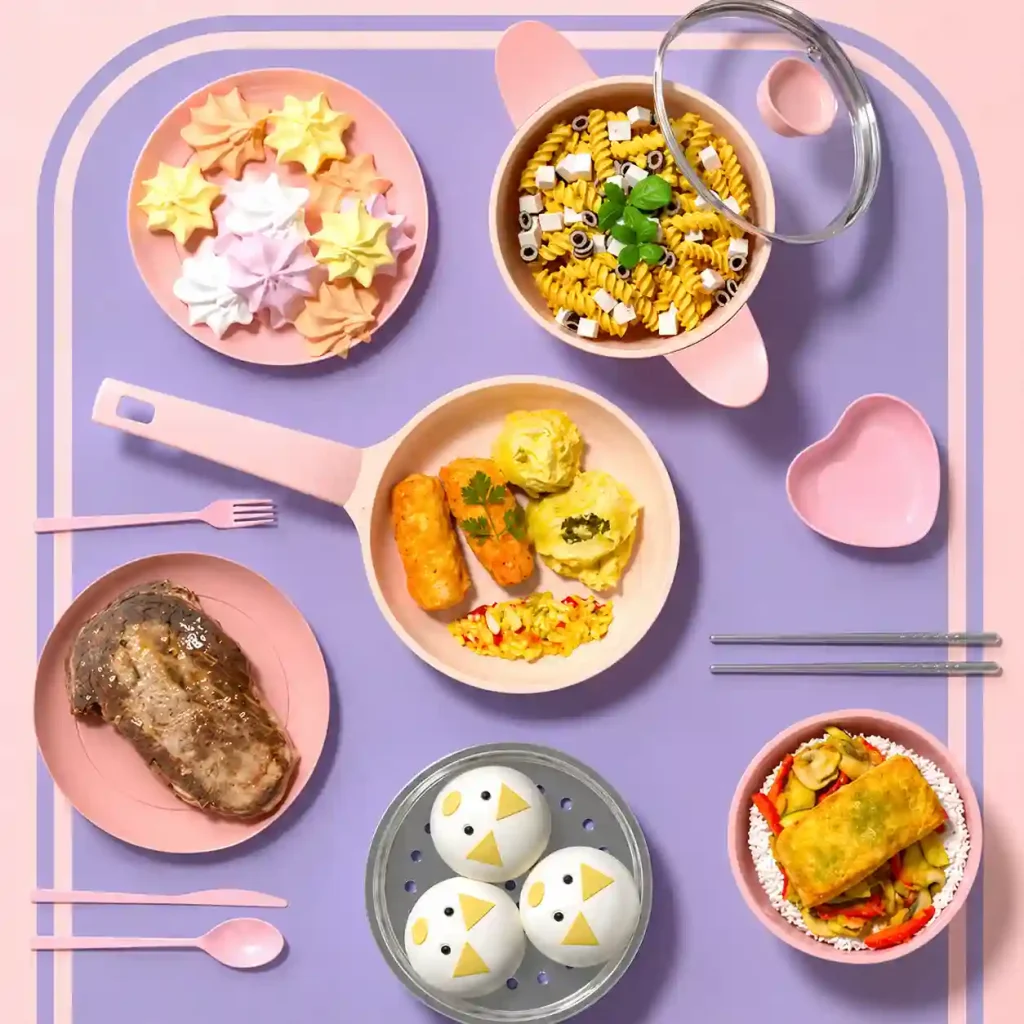 Bộ Đồ Chơi Nhà Bếp 22 Chi Tiết Cho Bé Có Bếp Nấu Thật Mini, Đồ Chơi Nấu Ăn Bé Gái
