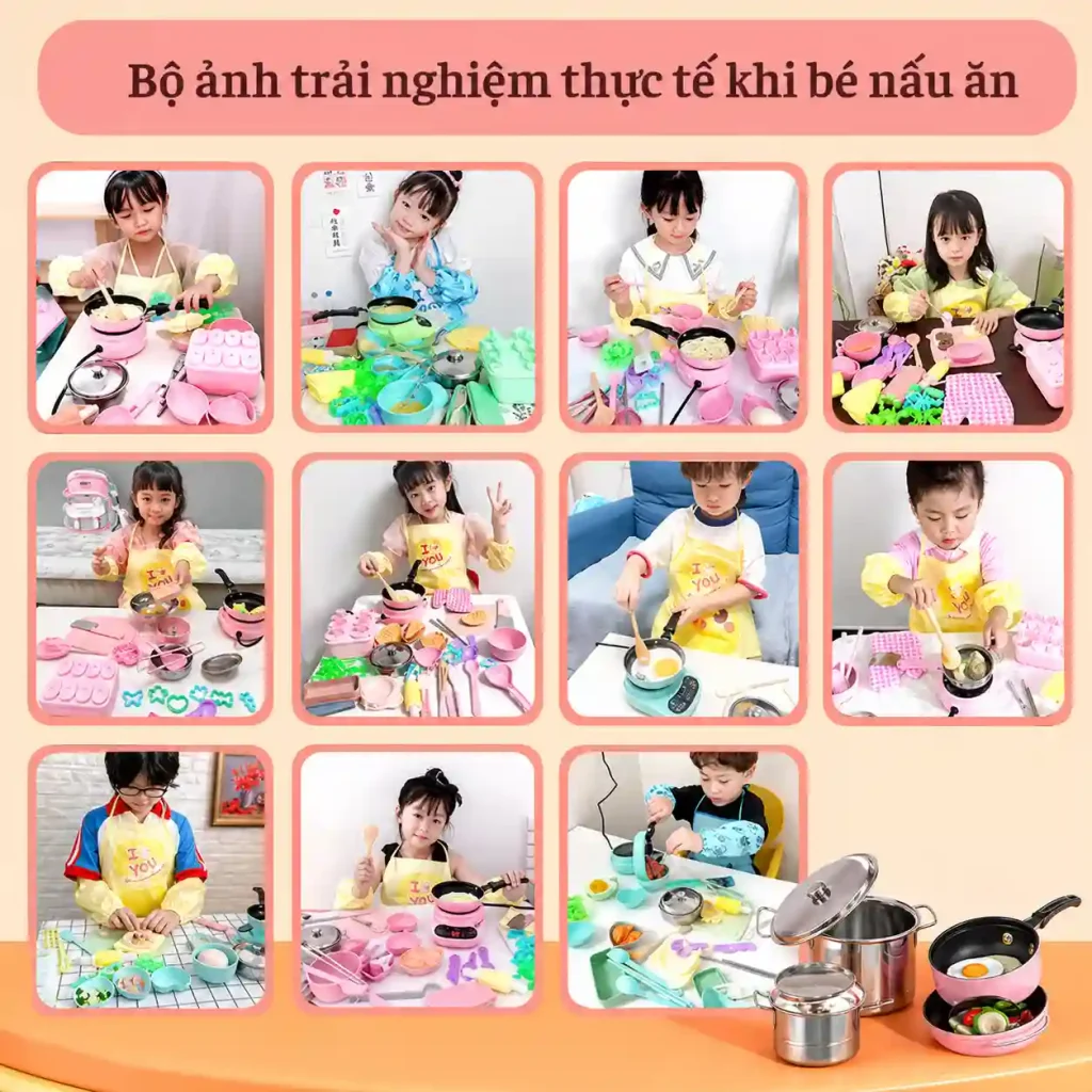 Bộ Đồ Chơi Nhà Bếp 22 Chi Tiết Cho Bé Có Bếp Nấu Thật Mini, Đồ Chơi Nấu Ăn Bé Gái