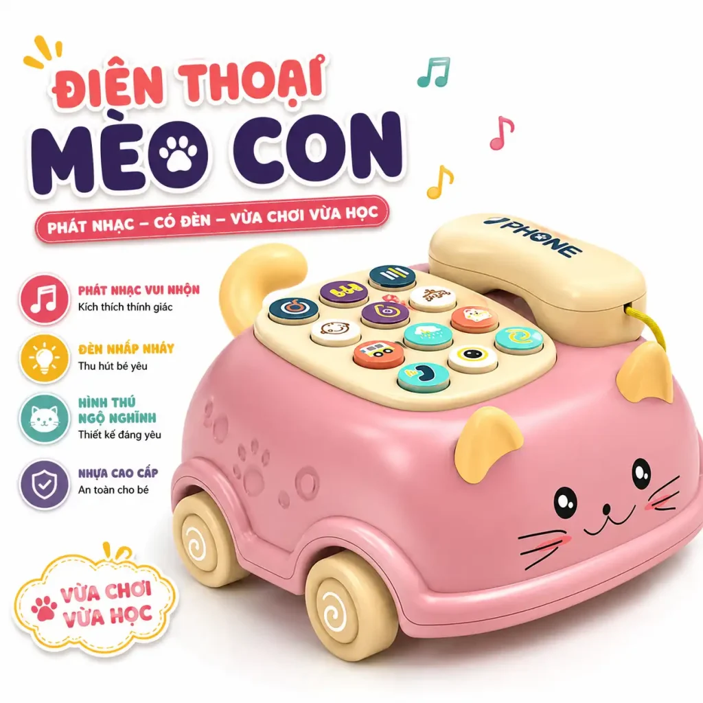 điện thoại mèo ô tô phát nhạc cho bé