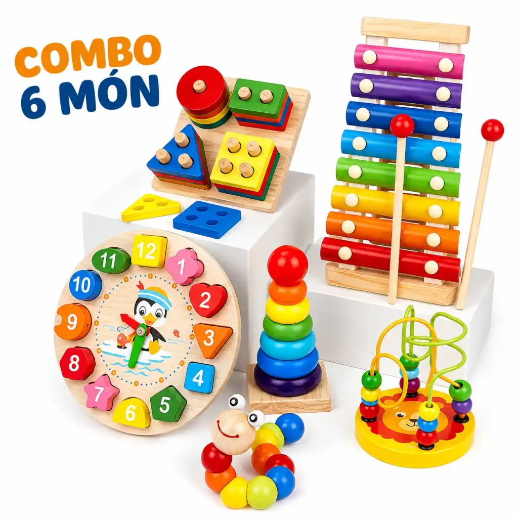 Đồ Chơi Gỗ Montessori Combo 4-6 Món Cho Bé