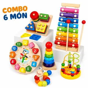 Đồ Chơi Gỗ Montessori Combo 4-6 Món Cho Bé