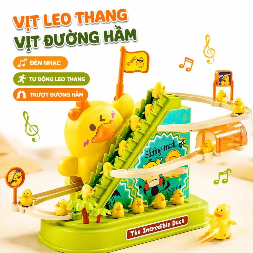 Vịt Leo Thang Tặng 6 Vịt Có Đường Hầm Cho Bé