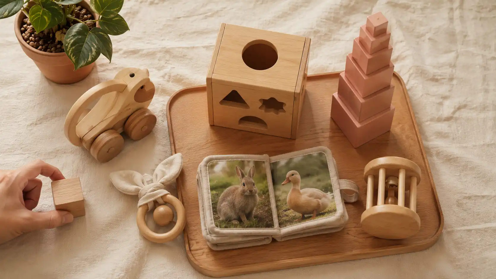 Tiêu chí chọn đồ chơi an toàn cho bé 1 tuổi - vật liệu gỗ tự nhiên