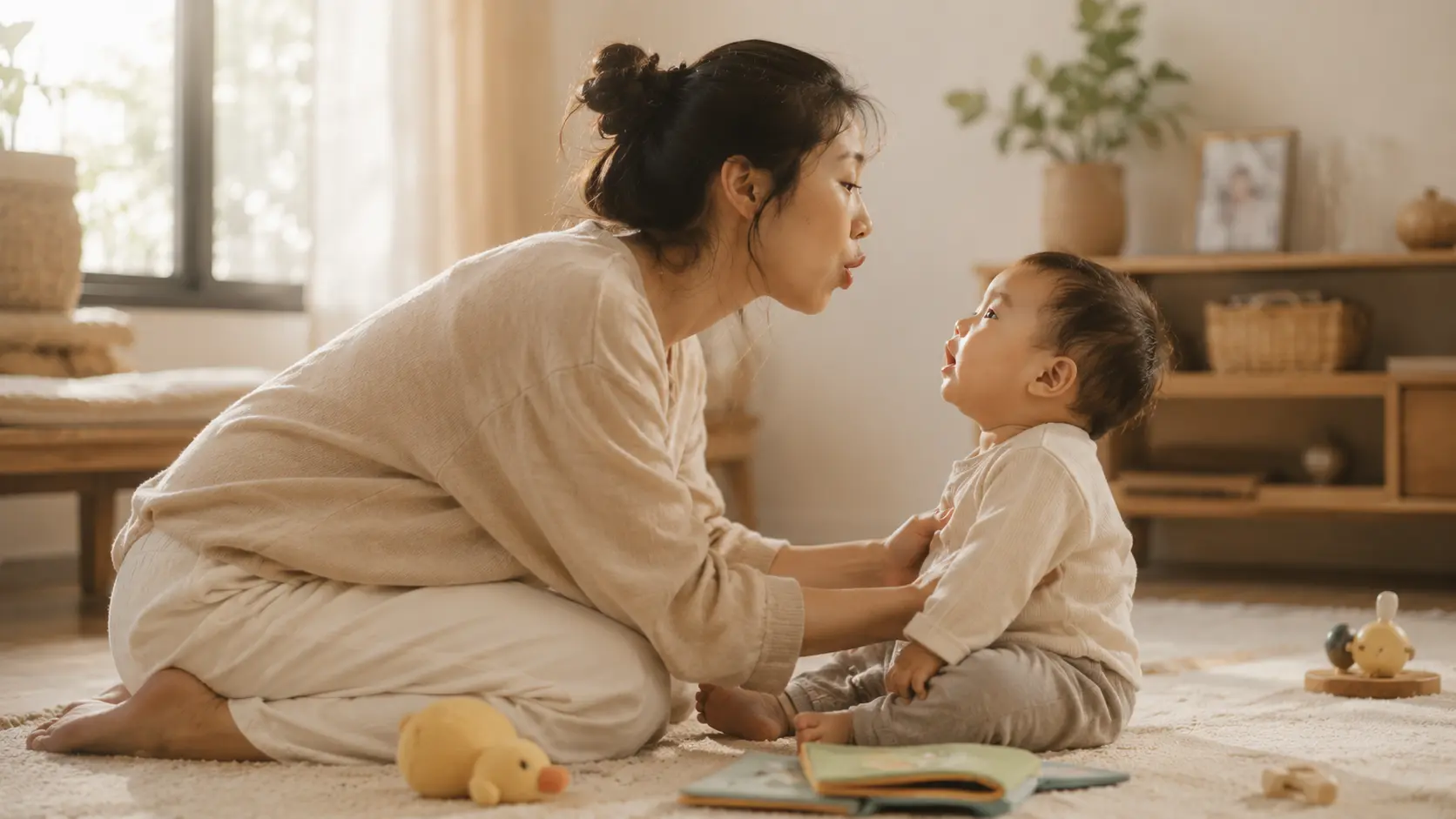 Mẹ Việt dạy bé 1 tuổi tập nói qua tương tác mặt đối mặt tại nhà