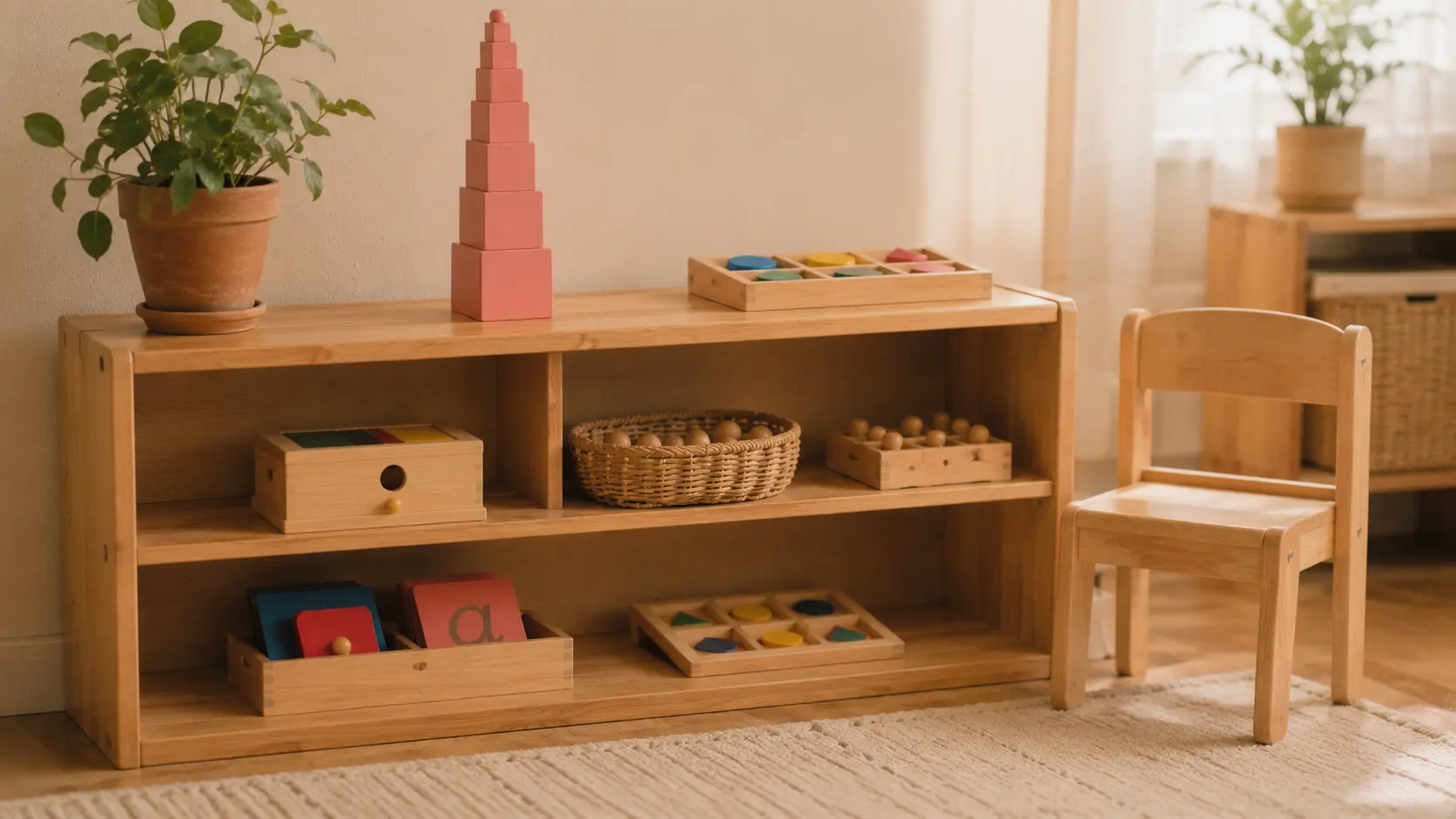 Bộ đồ chơi Montessori gỗ tự nhiên cho bé 0-6 tuổi