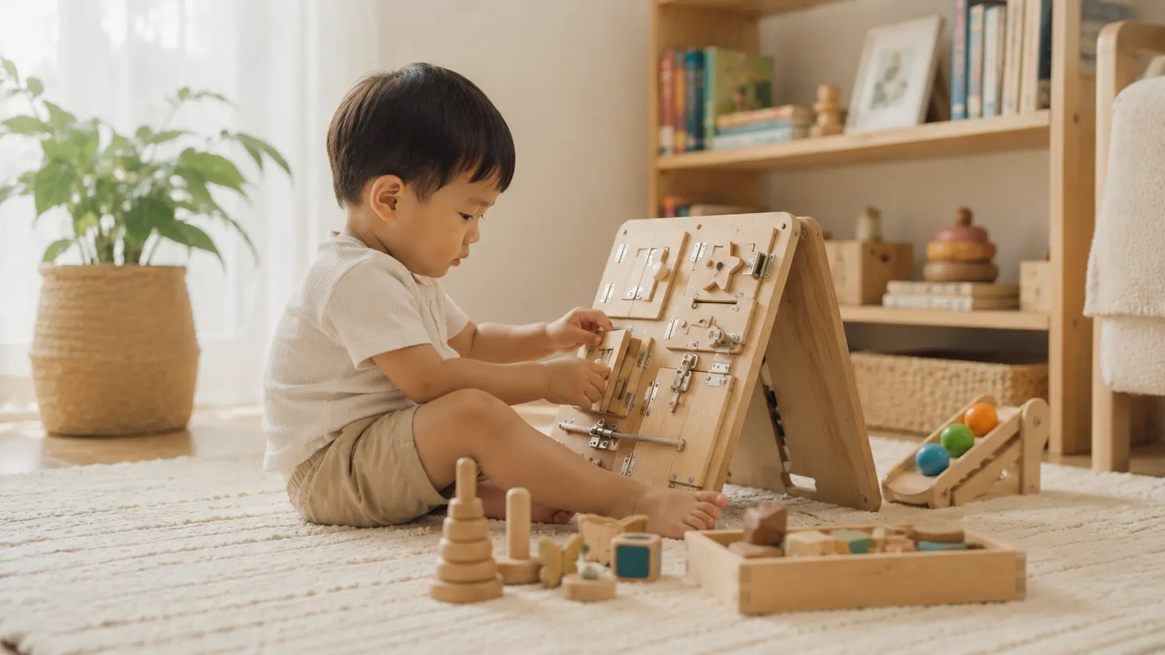Trẻ tập trung chơi đồ chơi sensory - biểu hiện sở thích đặc trưng